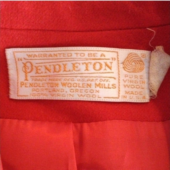 Vintage Pendleton Bright Red Button Up Virgin Wool Women's Blazer Jacket, USA - Picture 8 of 10